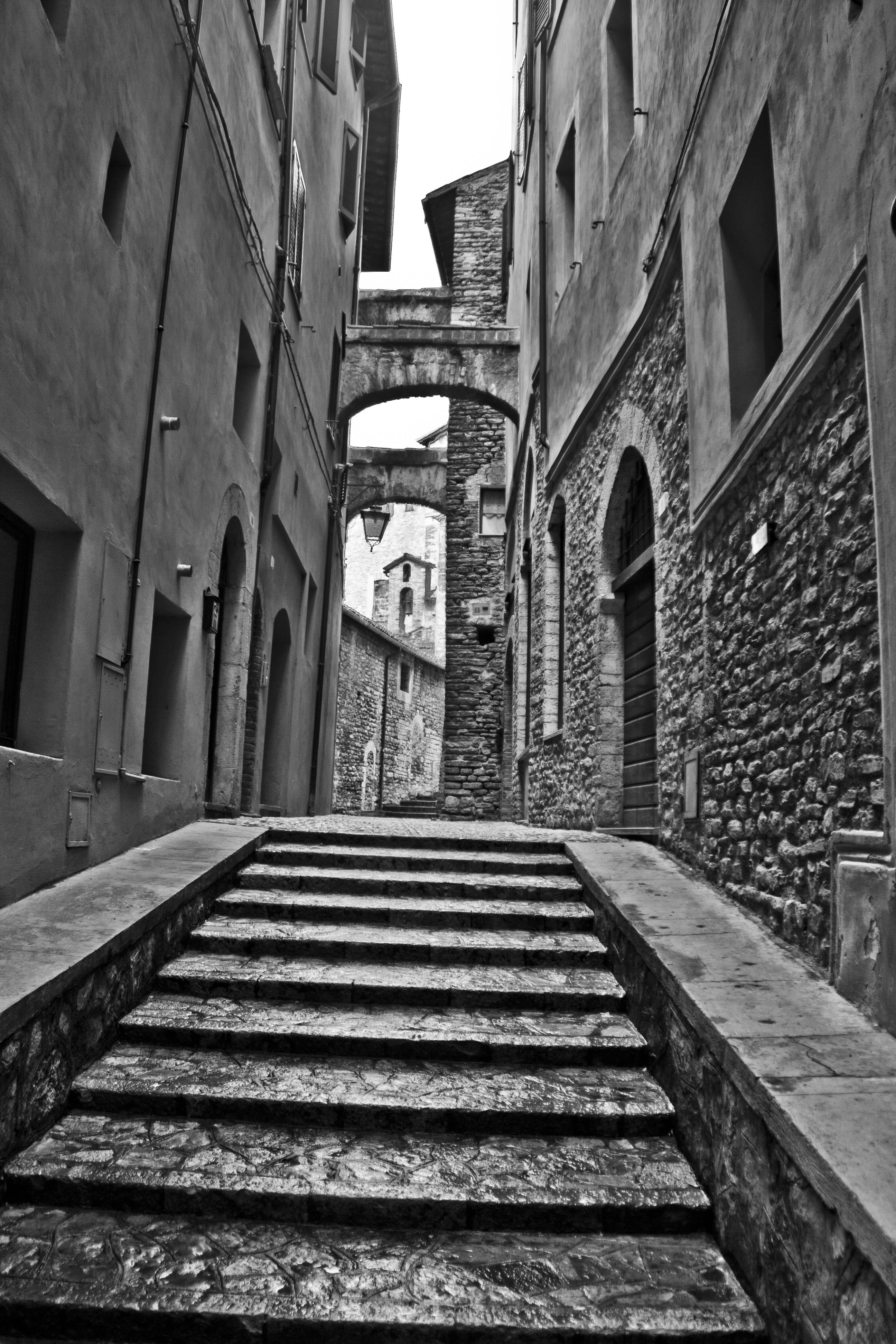 Spoleto Umbria Vie Monumenti B/N 