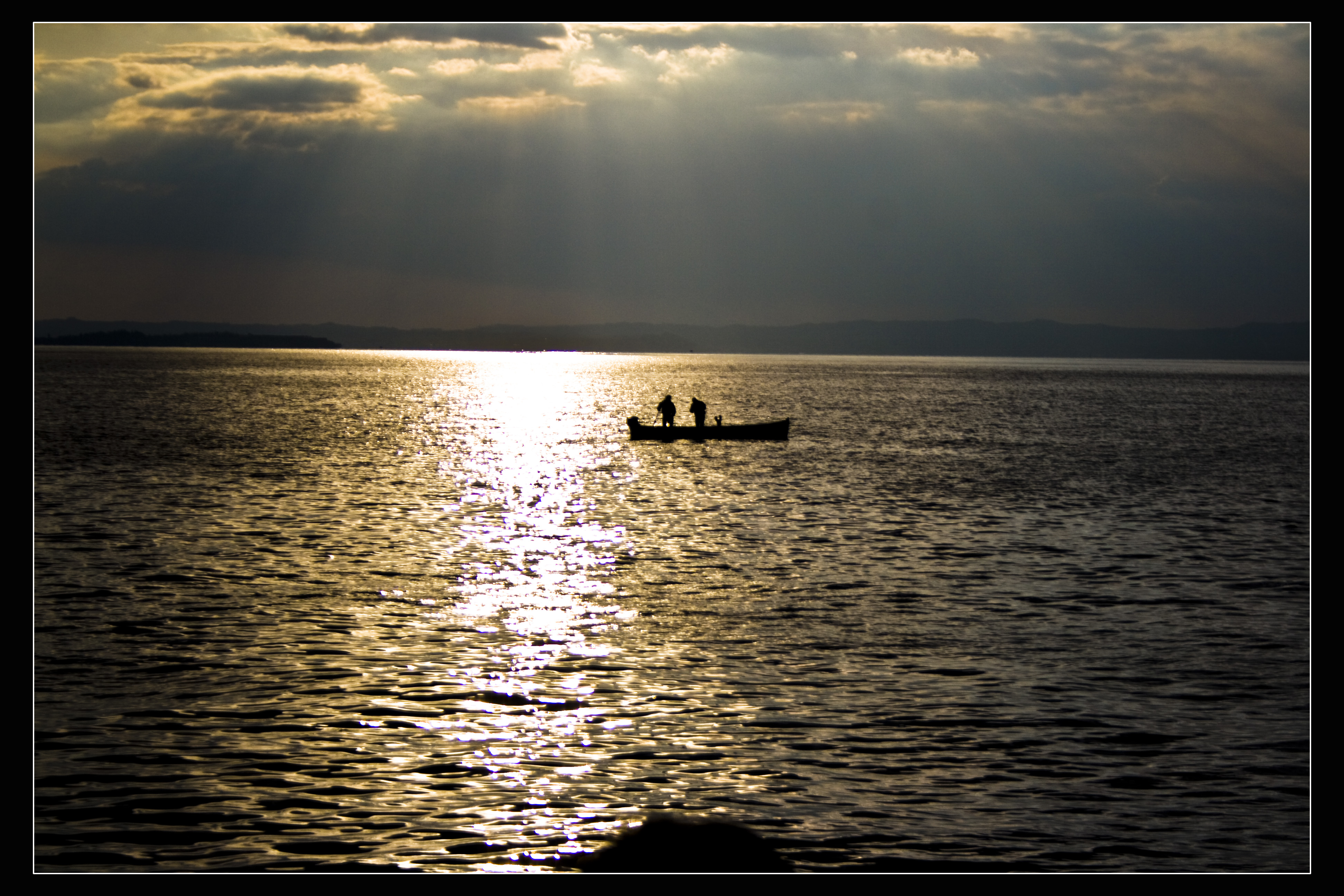 Bardolino (Vr) Lago Barca Tramonto 