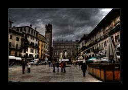 Verona Verona Piazza Erbe HDR Piazza delle Erbe a Dicembre a Verona