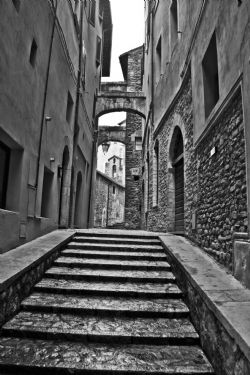 Spoleto Umbria Vie Monumenti B/N 