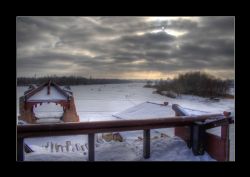 Dnipropetrovsk Ucraina HDR Fiume Dnieper Il fiume Dnieper ghiacciato