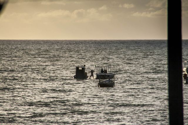 Brasile Alba Mare Natura Panorama Pescatori Pescatore che cade in mare