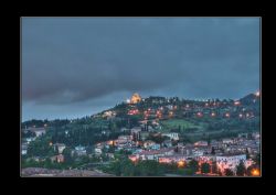 Verona HDR Fiume Adige Santuario Santuario di Nostra Signora di Lourdes a Verona visto da Ponte Pietra